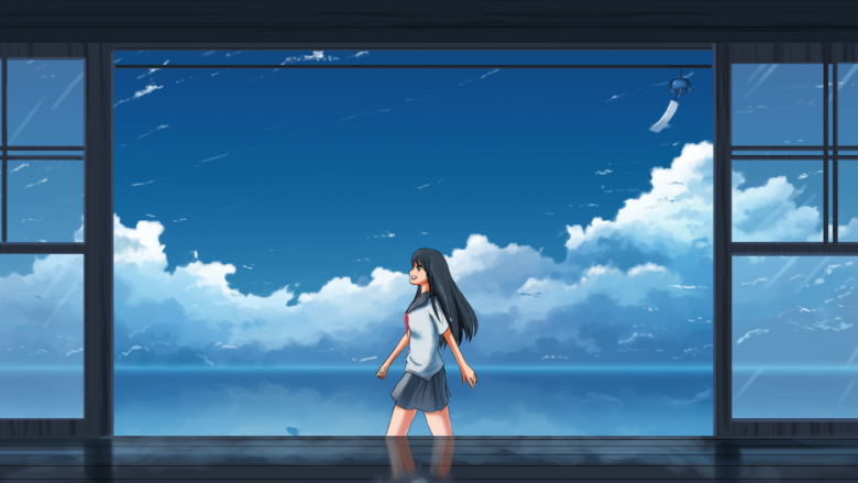 20张 窗边少女眺望蓝天白云等4K动漫二次元壁纸 免费下载-天派壁纸网