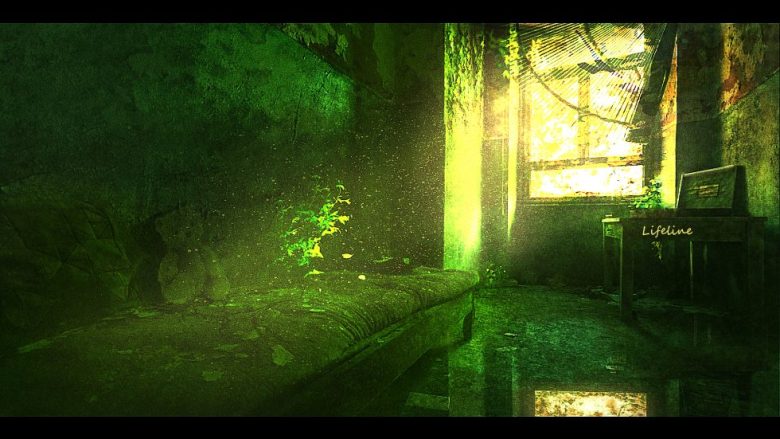 废弃房间中的绿色幽光4K动漫壁纸 免费下载-天派壁纸网