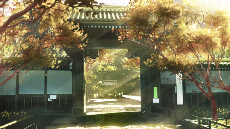 秋日古寺门庭4K动漫二次元壁纸 免费下载-天派壁纸网