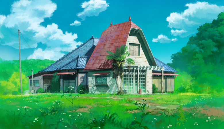 乡村田园风格的两栋房屋4K动漫二次元壁纸-天派壁纸网