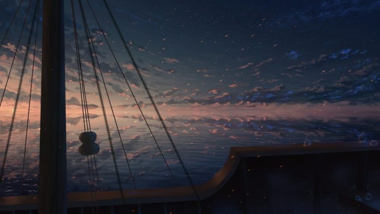 夜海帆船观星图4K动漫二次元壁纸 免费下载-天派壁纸网