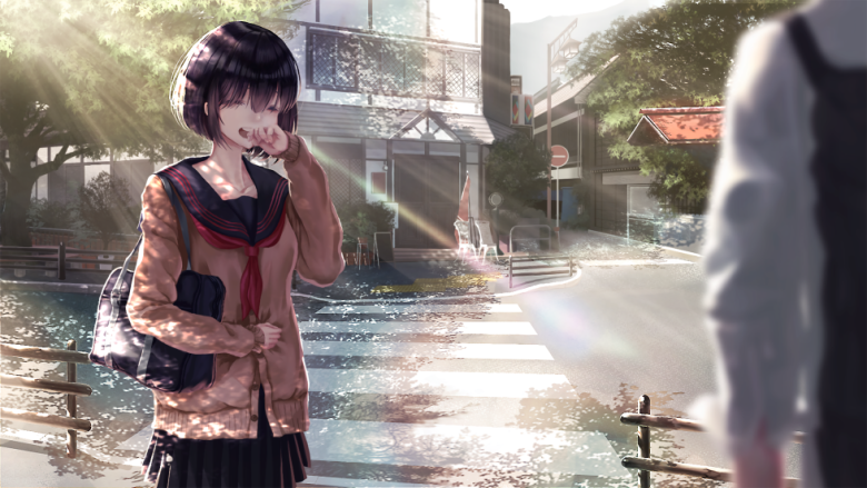 日式街角少女的温柔瞬间4K动漫壁纸 免费下载-天派壁纸网