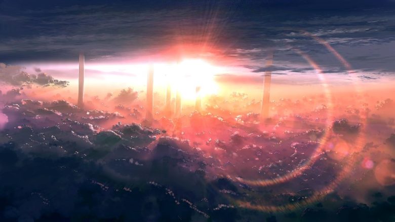 夕阳穿透云层的奇幻景观4K动漫二次元壁纸 免费下载-天派壁纸网