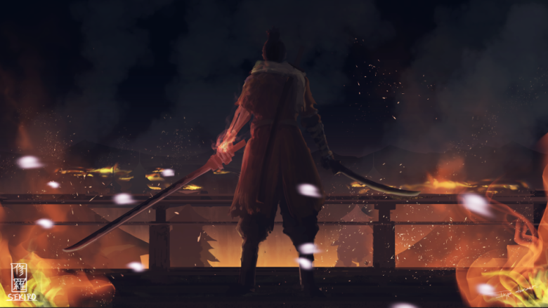 武士立于火海桥上4K动漫壁纸 免费下载-天派壁纸网